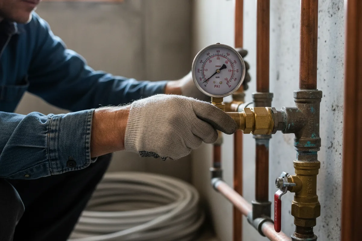 Pressure testing a repaired line during Water Line Repair in Elkmont